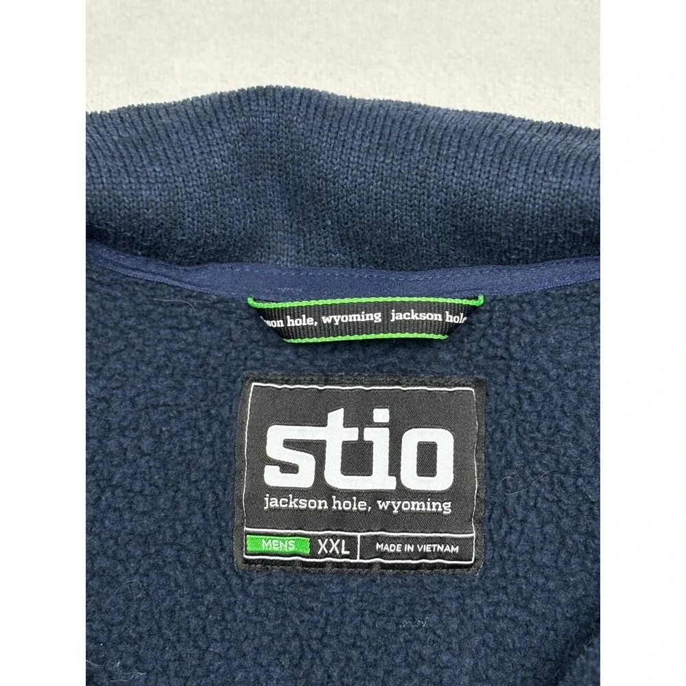 Stio‎ Wilcox Fleece Quarter Zip Pullover Mens XXL Navy Blue FW23PHI1 200296-452